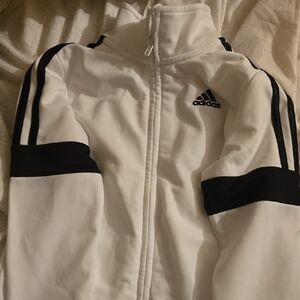 Adidas White Track Jacket with Black Accents